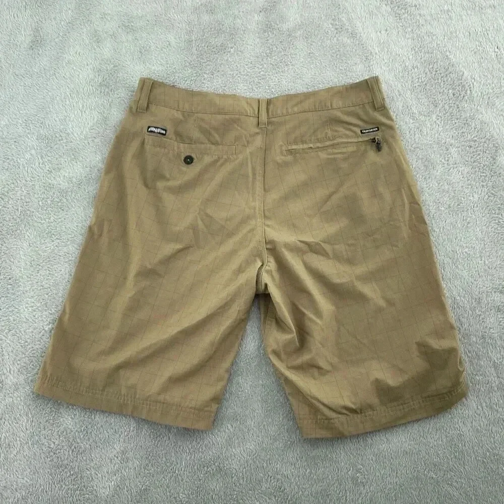 Quiksilver Mens Tan Plaid Hybrid Shorts Size 32